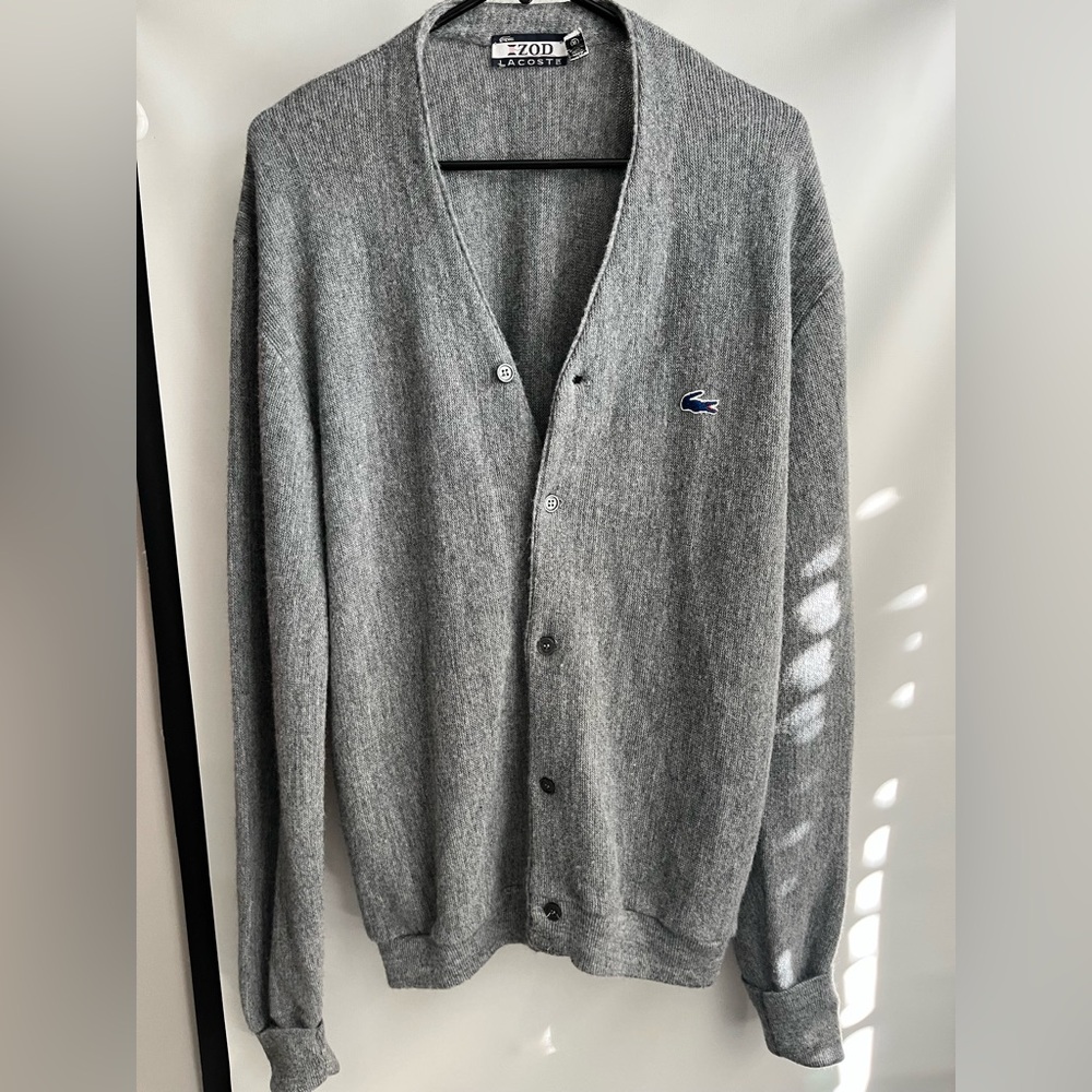 Vintage La Coste / IZOD Gray Men's cardigan Sweater